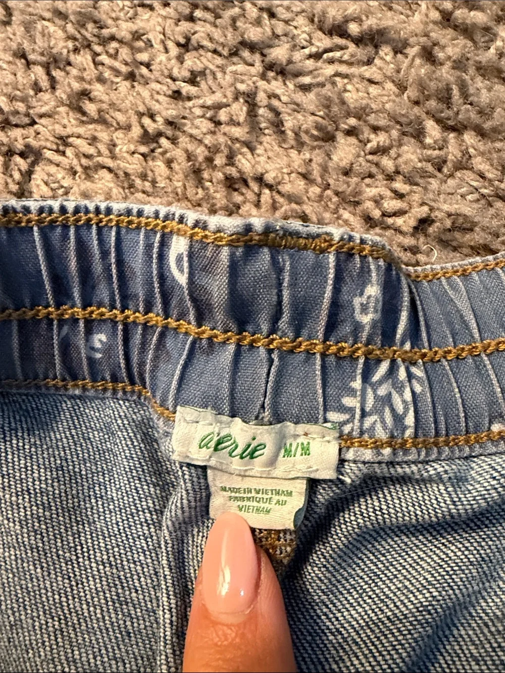 aerie Light Blue Distressed High-Waist Jean Shorts